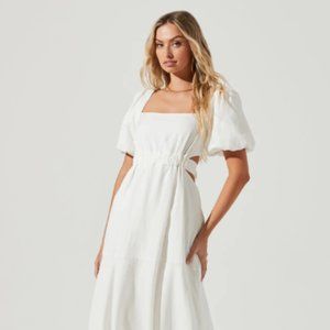 ASTR the label ANGELES PUFF SLEEVE CUTOUT DRESS